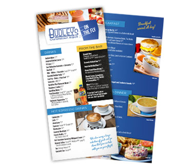 Budley's On The Fly Menu Card